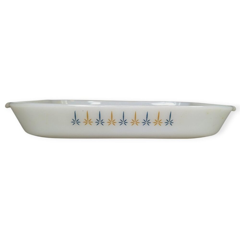 Vintage Fire King Candle Glow Casserole Dish Anchor Hocking Milk Glass MCM 2 QT